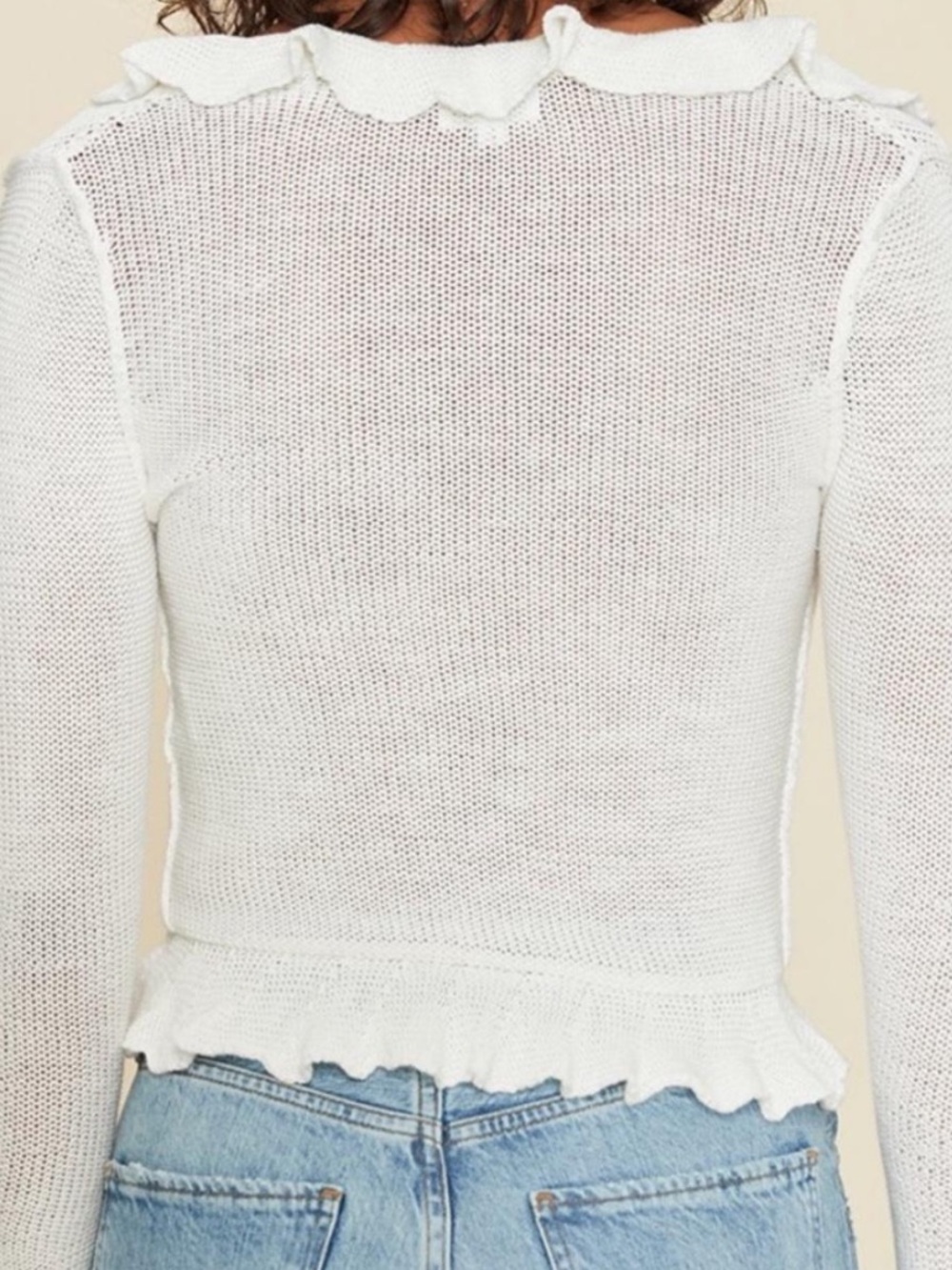 LPA White Ruffle Knit Button-Up Cardigan - Picture 4 of 4